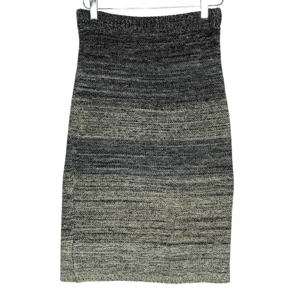 Anthropologie M Maeve Pencil Sweater Knit Mini Skirt Ombre Striped Gray - Picture 1 of 8
